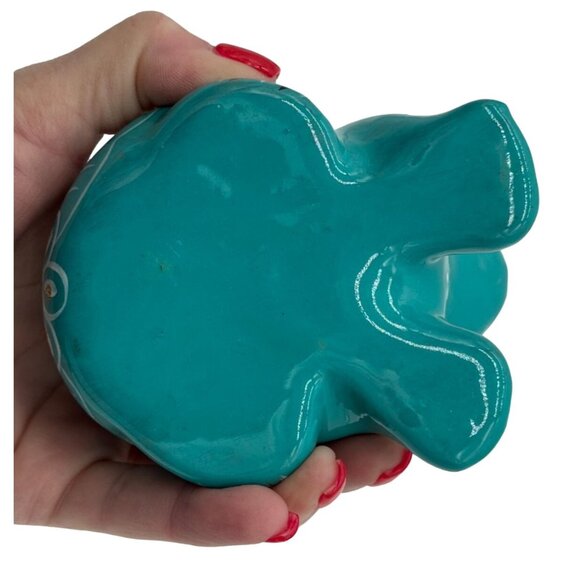 Talavera Frog Toad Trinket Box Hand painted Brightly Blue Pink Florals Mexico - Picture 6 of 6